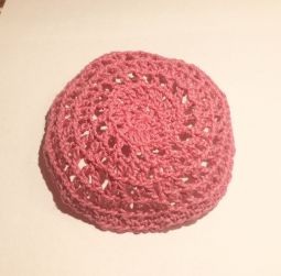 Ladies Womens Hand Made Crochet Kippah Hair Covering in PINK Made in USA