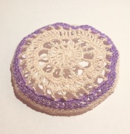 Ladies Off White Lavender Crochet Lace Kippah Hair Covering for Women Custom Hand Knit Made in USA