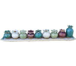 Ceramic Colorful Pomegranates Menorah Hand Painted in Israel By Michal Ben Yosef