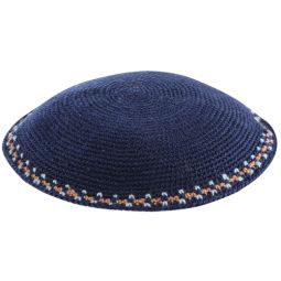 Crochet Knitted Kippah Yarmulke Navy Blue Design Vary