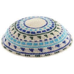 Kippah Multicolored Yarmulke Hand Made 6"-7" diameter