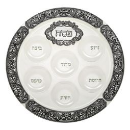 Artistic Elegant Classic Design Glass Passover Sederplate 16"