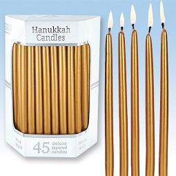 Deluxe Premium Tapered Gold Chanukah Candles 5"H Set of 45