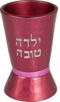 Contemporary Design Pink Hammered Yalda Tova Small Kiddush Cup Great for a Girl Made by Emanuel