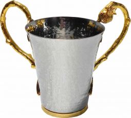 Hammered Washing Cup With Golden Pomegranate Branches By Karshi