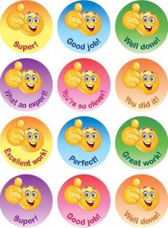 Encouragement Motivation Jewish Large English Round Stickers 1.2" for Younger Children Set of 120  M