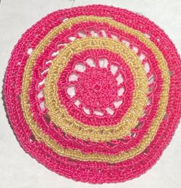 Custom Hand Made Designer Ladies Girls Gold Pink Lace Crochet Kippah Yarmulke Hair covering