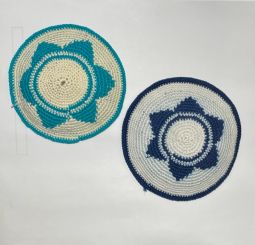 Baby Boy Child Crochet Knit Kippah Star of David Yarmulke 4.25"  Custom Hand Made