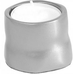 Anodized Aluminum Tea Light Single Candle Holder Silver Matte