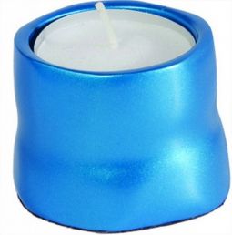 Anodized Aluminum Tea Light Single Candle Holder Turquoise ()