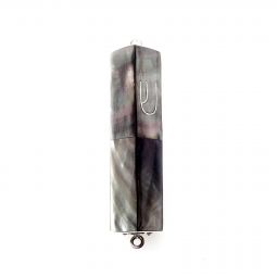 Designer BLACK MUSSELL SHELL TRIANGLE AND STERLING SILVER MEZUZAH 3" Kosher Parchment included