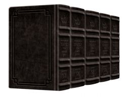 Leather Collection Ashkenaz Schottenstein Interlinear Full-Size 5 Vol Machzor Set Black Charcoal