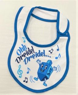 Chanukah Baby Bib "Ohh Dreidel Dreidel" Musical Notes