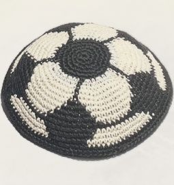 100% Cotton Thick Knit Crochet Kippah Soccer Ball European Football Yarmulke Custom Made on ORDER