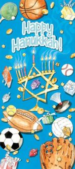 HANUKKAH in Blue MONEY HOLDER Chanukah Gelt Jewish Greeting Card
