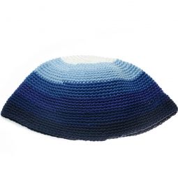 Blue Tones Knit Large Kippah Frik Yarmulke