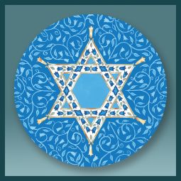BLUE CIRCLE STAR OF DAVID Stars Design Acrylic Jewish Art Magnet by Mickie Caspi