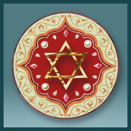 STAR OF DAVID Oriental Design Acrylic Jewish Art Magnet by Mickie Caspi