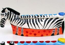sold out Artistic Colorful Ceramic Menorah "Zebra" Hand Made in Israel by INNA Olshansky