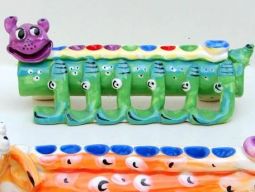 Colorful Handmade Ceramic Menorah Whimsical Hand Made in Israel by INNA Olshansky