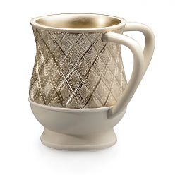 Acrylic Beige & Metallic Ropes Netilat Yadaim Washing Cup 6" high