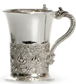 Traditional Silver Plated Pomegranate Design Netilat Yadaim Washing Cup