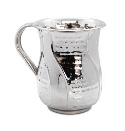 Contemporary Design Stainless Steel Hammered Netilat Yadaim Washing Cup by Meir Cohen