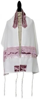 Contemporary Designer Viscose  Pink Women's Girl's Tallit Made in Israel By Ronit Gur