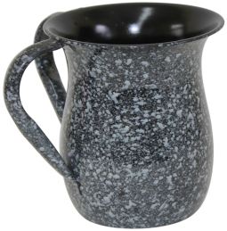 Black Marble Stainless Steel Netilat Yadaim Washing Cup 5.5"H