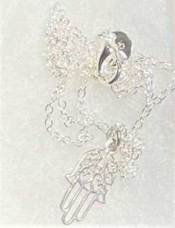 925 Sterling Silver Filigree Hamsa Necklace  Pendant