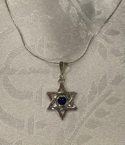 925 Sterling Silver Star of David Necklace Genuine Lapis Lazuli Magen David Pendant