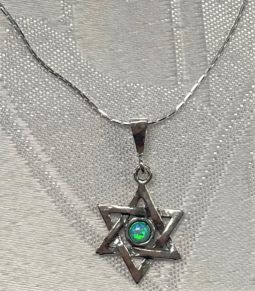 925 Sterling Silver Necklace Star of David Opal Pendant Made in Israel