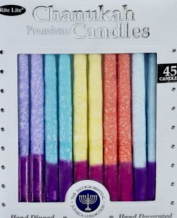 Chanukah Candles Premium Frosted Multi Colors Set of 45
