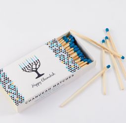Long Chanukah or Shabbat Matches set of 50 in Rectangular Gift Box for Candlelighting Ceremony