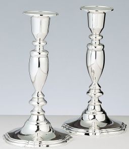 Traditional Silver Plated Shabbat Candlesticks 7" Shabbos Lichter 6" Set of 2 Great Bat Mitzvah Wedd