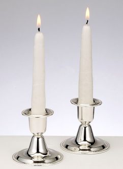 Silver Plated Shabbat Candlesticks 2.5" Candeholders