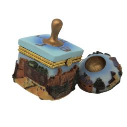 Collectible Hand Painted Dreidel The Sights of Israel with Base Keepsake Jewelry box by Reuven Masel