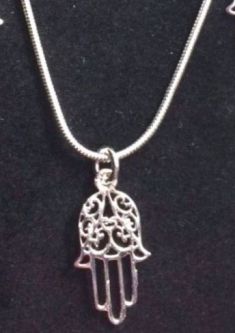 925 Sterling Silver Filigree Hamsa Necklace Pendant only