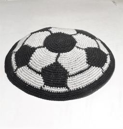 Soccer European Football Ball Crochet Kippah Custom Hand Made Knit Yarmulke PRE-ORDER ONLY