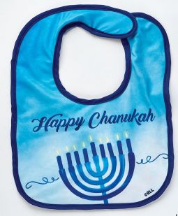 "Happy Chanukah" Printed Baby Menorah Bib Stay clean for 8 days of holiday