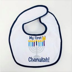 Chanukah Colorful Embroidery Bib "My First Chanukah ! "