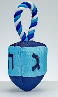 "Chewdaica"™ Oxford Dreidel Squeaky Dog Toy With Rope