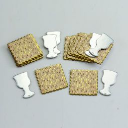 Passover Tablescatters 12 Foiled Matzah & 6 Foiled Kiddush Cups