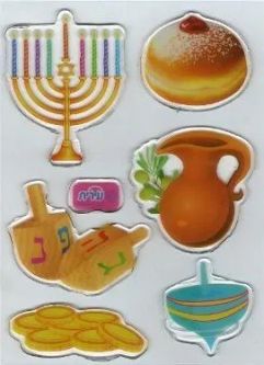 Chanukah Gel Stick-On Jumbo Stickers Set of 7