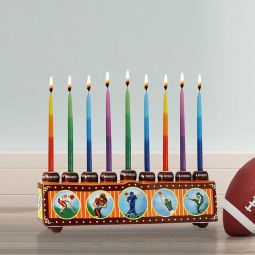 Ceramic Collectible Sports Menorah Football 1'' L x 3.75'' H x 2.25'' D Designed by Yoel Judowitz.