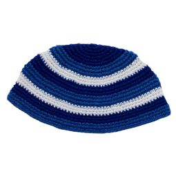 Frik Kippah Large Knit Yarmulke in Blue White  Design May Vary