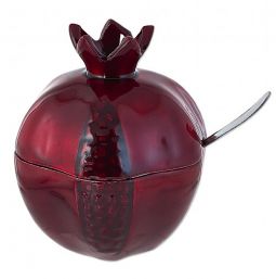 PRE-ORDER Red Pomegranate Honey Dish  4x4x5"