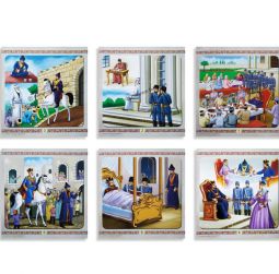 The Story of Purim Megillah סיפור המגילה Set of 6 Mini Posters by Miriam Feldman