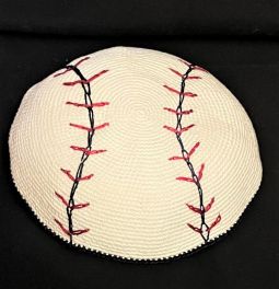ONLY ONE Baseball Ball Custom HAND Made Knit Fine Crochet Kippah Yarmulke