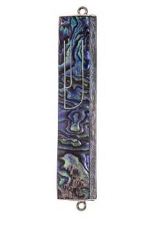 Bali Collection Abalone Colorful Mother of Pearl Sterling Silver Mezuzah Kosher Parchment Included